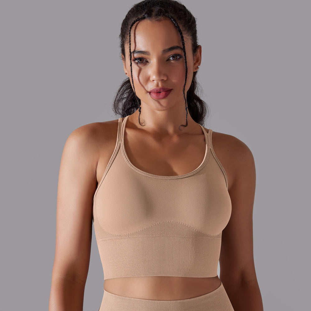 European and american new sexy backless sports bra for women, shockproof push-up yoga bra, quick-drying breathable fitness tank top