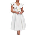 D565 cross-border women's fashion european and american  v-neck ruffle trim 3d floral skirt evening gown banquet dress