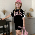 Wholesale girls' clothing: versatile t-shirt and shorts set - casual two-piece outfit, ready stock, direct supply