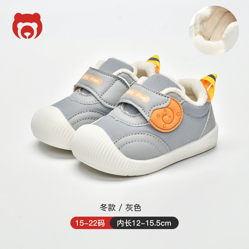 Toddler shoes for baby boys 0-1-3 years old, autumn/winter infant and toddler shoes for baby girls, soft sole non-slip, fleece-lined, extra thick cotton shoes