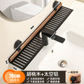Walnut suction cup bathroom organizer - no drilling required, over-mirror faucet & vanity storage rack