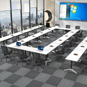 Foldable conference table, portable modular table with wheels, long table, educational institution desk and chair set, training table, office desk
