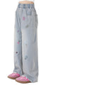 Girls' summer lightweight pants, new  styles for older girls, straight-leg wide-leg trousers, kids' tencel denim jeans
