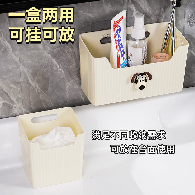 Wall-mounted disposable face towel storage box for bathroom vanity - soft cotton facial tissue & wipe organizer