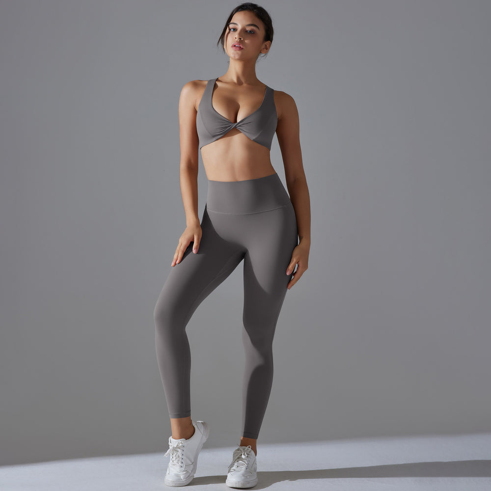 New high-waisted, butt-lifting, body-hugging, barely-there yoga outfit with sexy push-up bra sports bra set for running and fitness