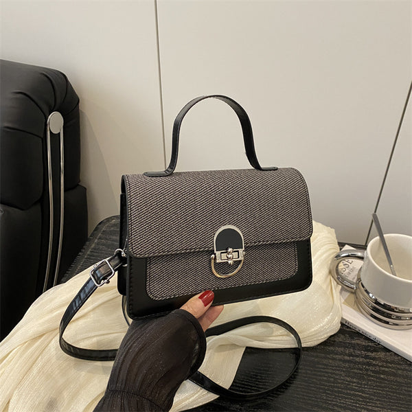 Wholesale fashion contrasting color portable small square bag women's bag 2025 summer new light luxury foreign style shoulder bag commuter messenger bag
