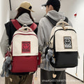Backpack with flap closure and drawstring, american retro style, school bag for middle and high school students, casual travel, couple's backpack, lightweight college student book bag