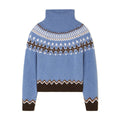 fall/winter high neck jacquard sweater - european & american retro color block ethnic style knit top - fashionable, loose fit, warm top
