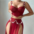 new sexy lingerie fishbone sexy temptation see-through mesh push-up lingerie suit for women