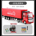 Red container truck + gas station with 3 batteries + screwdriver