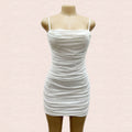 fashioninsfashion elastic mesh suspender pearl sexy silmshortdress