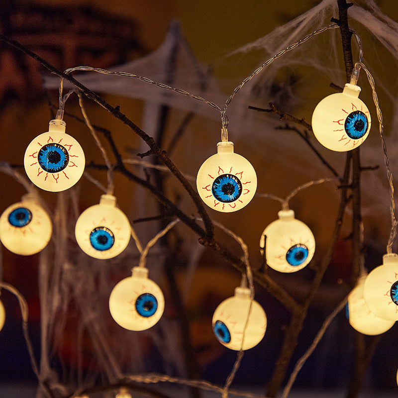 LED Halloween interior decoration light string, festive waterproof eyeball lights, flashing battery box, room arrangement light string