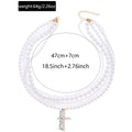 Stacked necklaces wholesale european and american cross-border retro imitation pearl light luxury sweet cool pendant women's pearl cross necklace