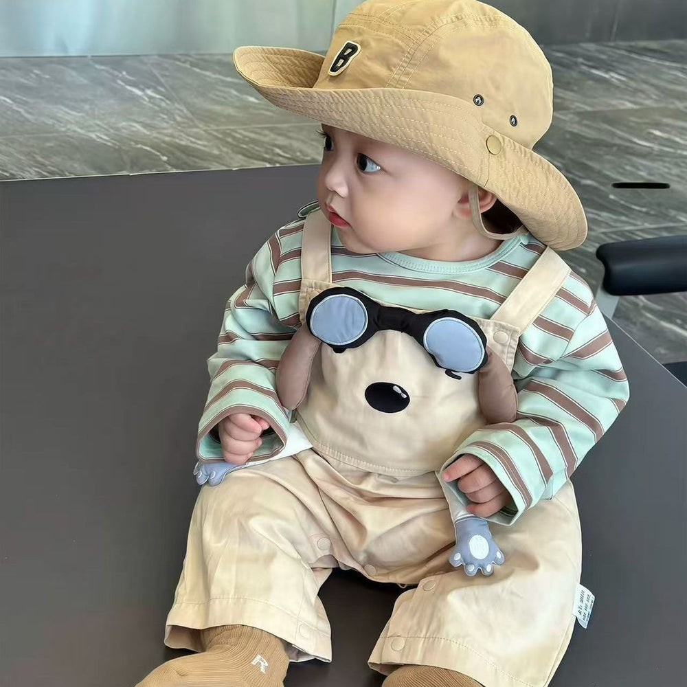 Spring outfit set for baby boys and girls: new stylish korean style two-piece set - includes a base layer top and overalls for infants and toddlers