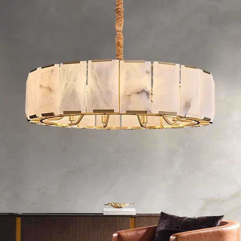 Spain imported natural marble all copper chandelier living room dining room bedroom matching minimalist light luxury high-end lamps