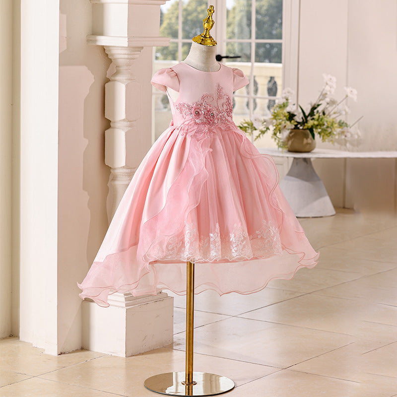 Amazon in stock girls' children's dress satin children's day tail runway princess dress girls' dress cross-border children's clothing