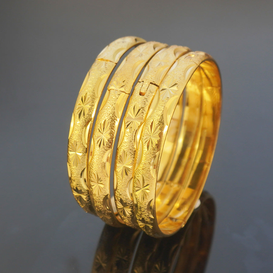 4-piece 8mm gold-tone african & middle eastern bangle set - dubai ethiopian women's jewelry with vacuum plating and color retention