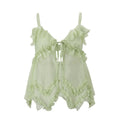 European and american women's clothing  summer new sexy hot girl v-neck low-cut ruffle chiffon see-through camisole top