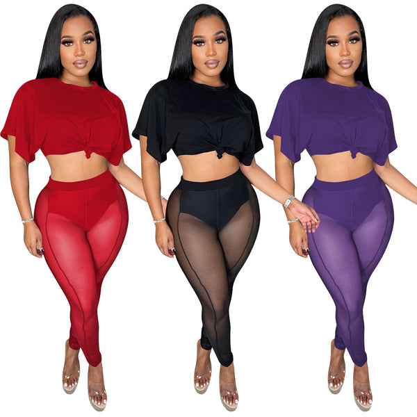 YD8576-C8 special products are non-refundable and non-exchangeable. European and American fashionable and sexy perspective mesh two-piece set,  women