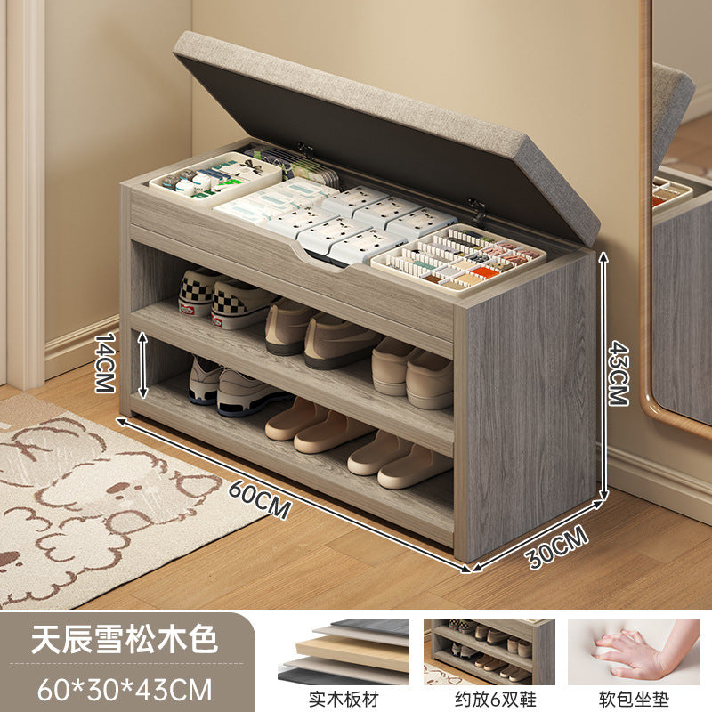 At the beginning of one piece, the shoe change stool is at the door of the household, the shoe rack can be seated at the door, the shoe cabinet is integrated with the stool, the entrance cabinet, and the storage cabinet.
