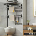 Towel rack punch-free space aluminum bathroom storage rack wall-mounted toilet foldablethickened bath towel rack suit