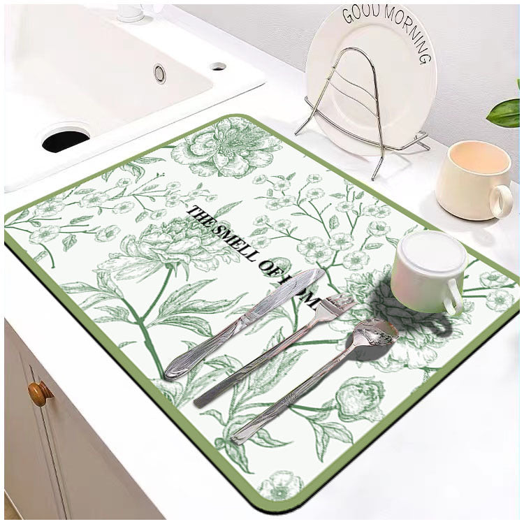 Kitchen countertop mat soft diatom mud desktop absorbent mat coaster bathroom sink non-slip drain mat