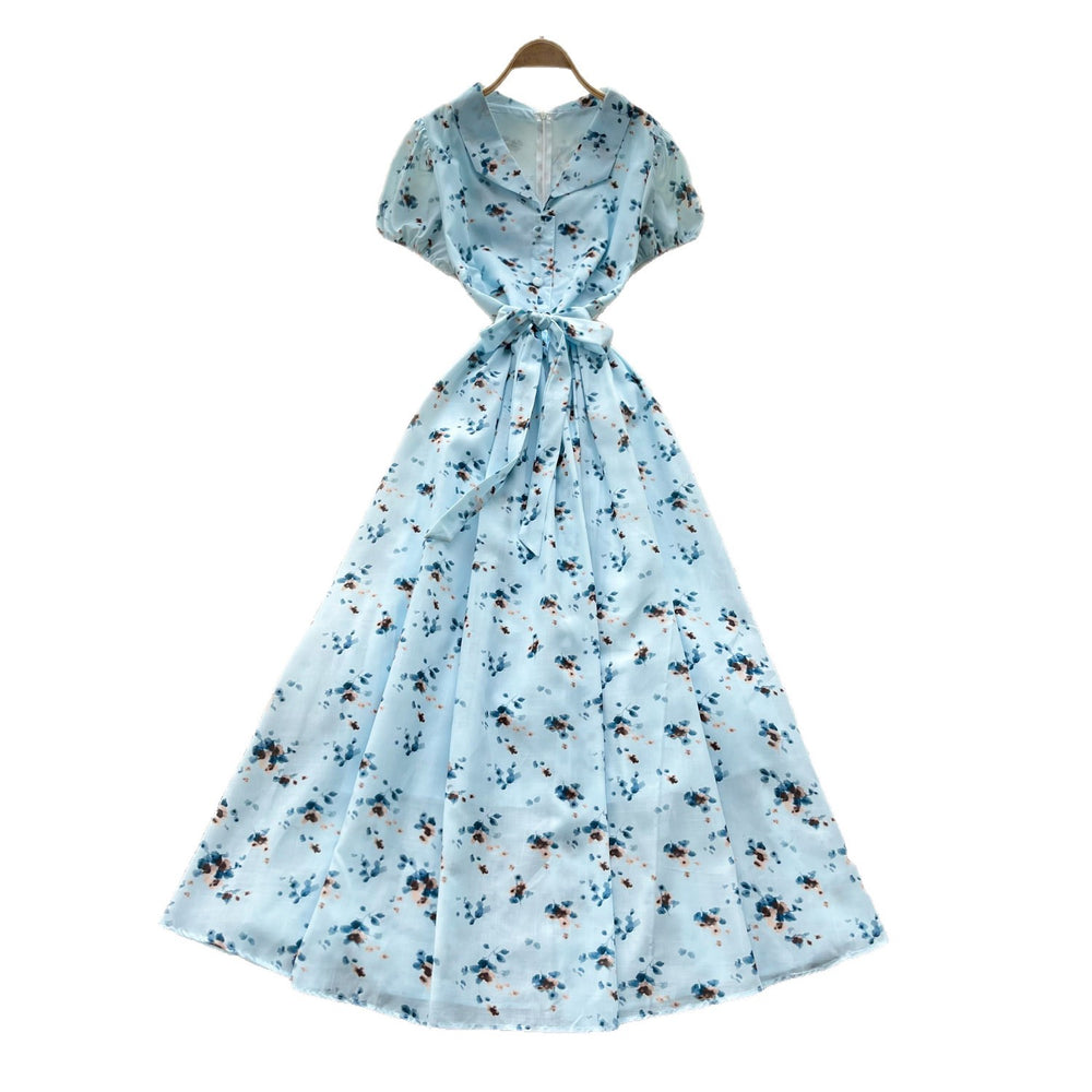 French floral v-neck ruched dress - women's summer short sleeve slim fit elegant vacation maxi dress