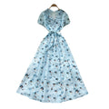 French floral v-neck ruched dress - women's summer short sleeve slim fit elegant vacation maxi dress