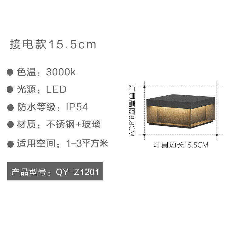 Outdoor solar fence post lights - modern minimalist waterproof lighting for home, villa, and gate pillars