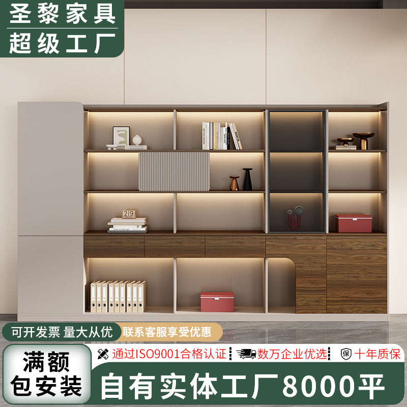 Office minimalist modern file cabinet wooden document financial records small cabinet low cabinet panel drawer style