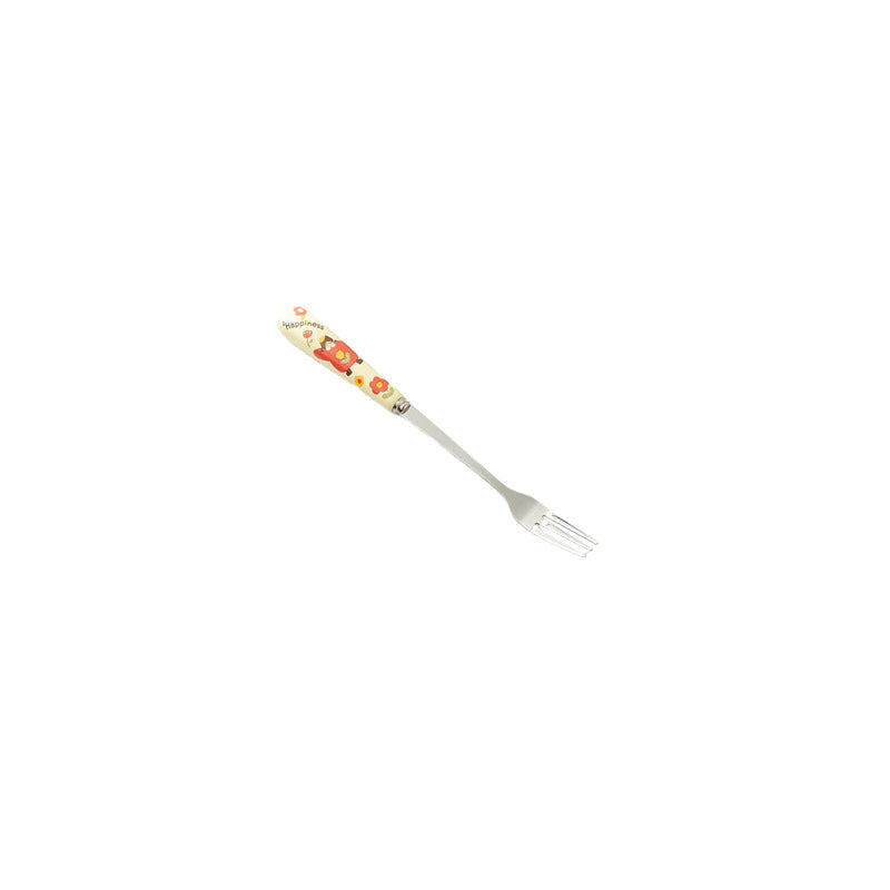 Cartoon girl ceramic handle high-temperature resistant anti-scald fork and spoon set, premium stainless steel cutlery, steak knife and fork