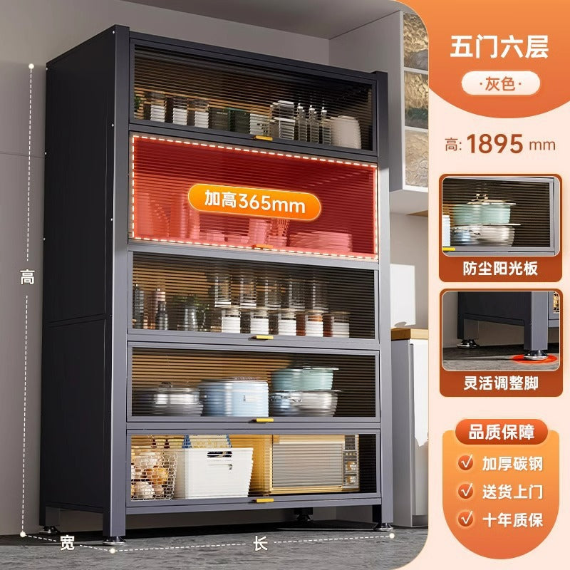 Household multi-functional cabinet with doors, bookshelf, dustproof storage cabinet, freestanding multi-layer storage unit, kitchen organizer shelf