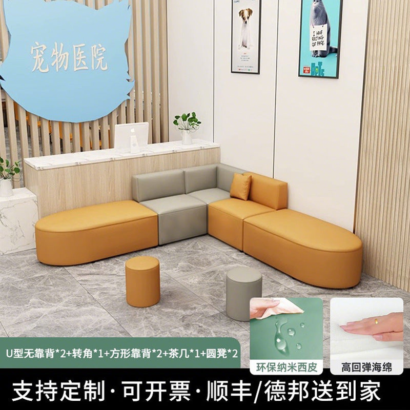 Shengli office early education training institution reception front desk negotiation office reception corner waiting area sofa