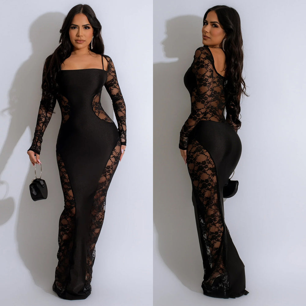 C6865 cross-border   fashion women's solid color sexy patchwork backless maxi dress