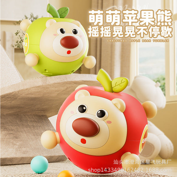 Cross-border tumbler toy new apple tooth tape ringtone BB sound fun cute bear toy birthday gift