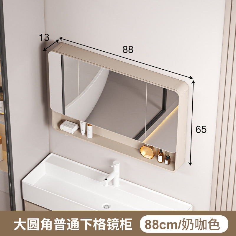 Honeycomb aluminum arc bathroom mirror cabinet lighting locker toilet wall-mounted mirror with vanity mirror smart mirror case