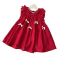 Girls' bowknot flutter sleeve dress - new summer style, sleeveless beach sundress with lace trim for little girls