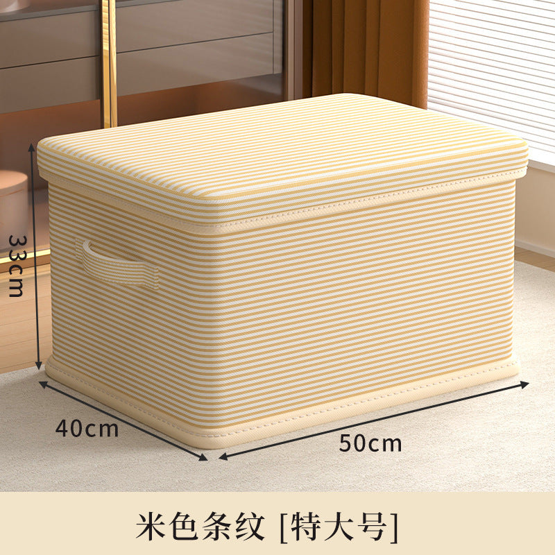 Clothes storage box Household large-capacity snack toy storage basket Wardrobe clothing layered with lid folding storage box