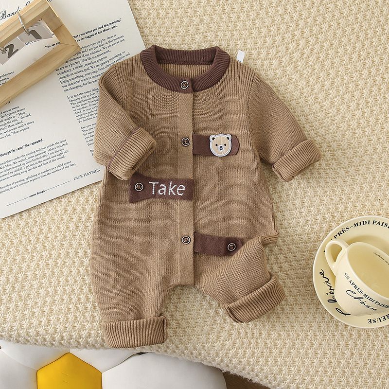 Baby romper long sleeve cute spring autumn jumpsuit newborn infant knit bodysuit 039