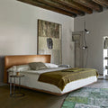 Italian normcore suspended bed master bedroom saddle leather alys bed 1.8m retro luxury double genuine leather art wedding bed
