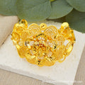Middle eastern dubai gold women's statement flower bracelet, adjustable size brazilian wedding bridal party gift