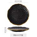 Black 10.5inch shallow plate - gold