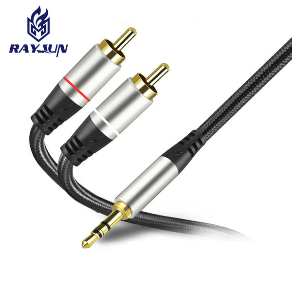 Wholesale one point two 3.5 to 2rca stereo mobile phone computer power amplifier speaker 3.5mm to double lotus cable audio cable