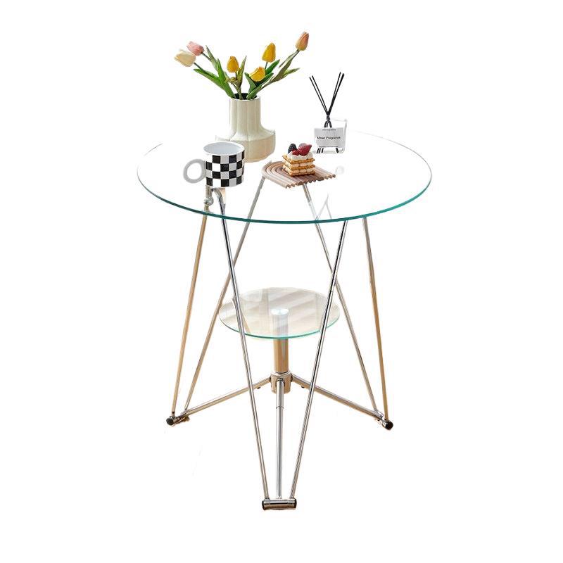 Round modern coffee table movable tempered glass living room for home round table casual tableaccessible luxury small apartment ins
