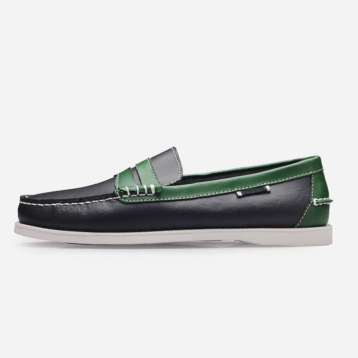 New arrival: men's casual leather boat shoes - slip-on, british style, versatile, low-cut, breathable driving shoes