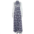 European and american style ins retro floral women's dress - elegant hiking a-line skirt with round neck, sleeveless, and printed design