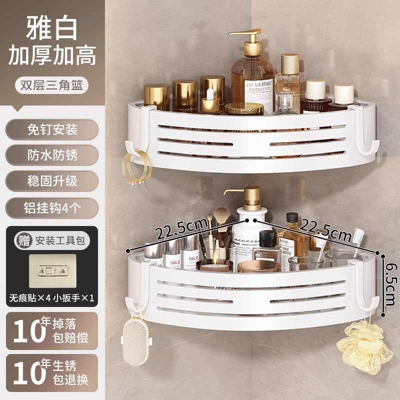 Gun gray bathroom triangle storage rack toilet sink wall hanging storage punch-free bathroom space aluminum corner basket