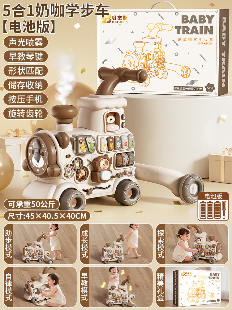 Baby multifunctional 5-in-1 walker stroller, educational anti-tip spray glider, cross-border hot-selling toy