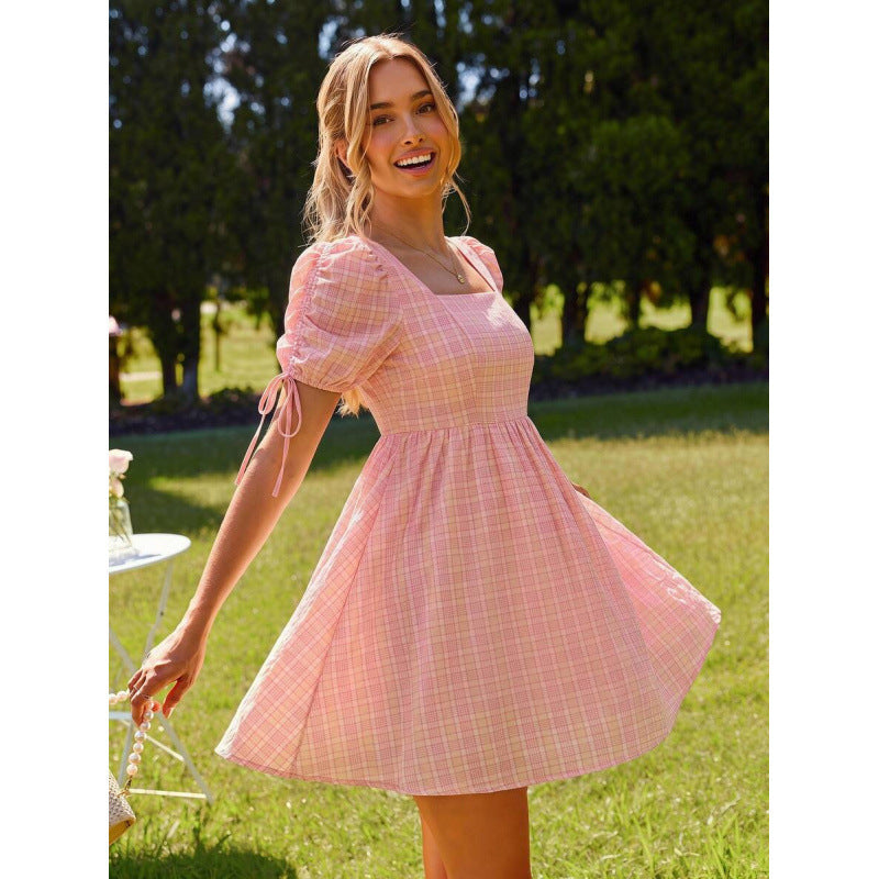 fashionsweetelegant floral casualelegance puff sleeve pastoral style printing holiday dress