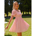 fashionsweetelegant floral casualelegance puff sleeve pastoral style printing holiday dress